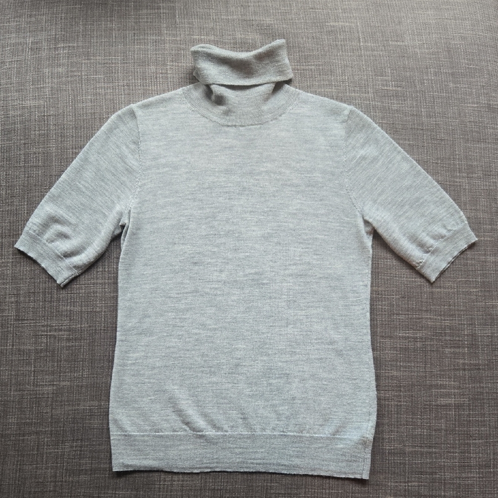 Merino Wool Light Gray Turtleneck Sweater